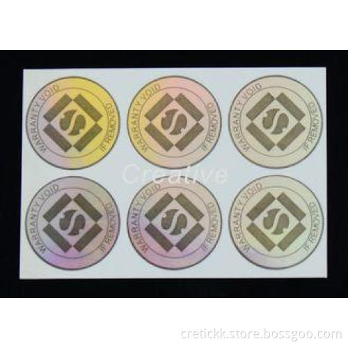 Transparent PP / PVC / PET 3D Hologram Sticker Glossy varni